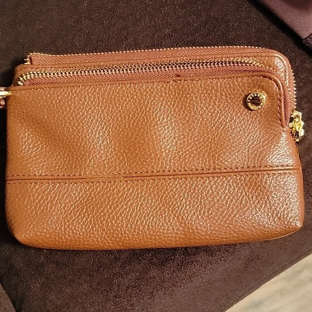 Steve Madden Brown Wristlet with Clip Wrist Strap